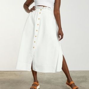 Everlane The Easy Button-Front Skirt Midi White Medium New